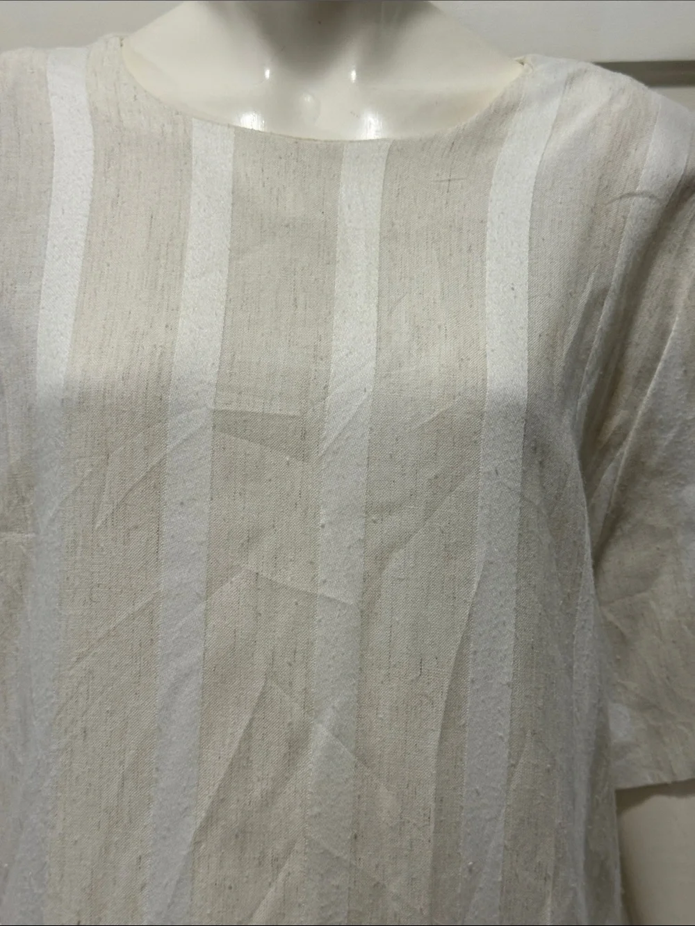SCHRADER II Vintage white/cream Striped Midi Dress 80s Cotton Button Down Sz 18W